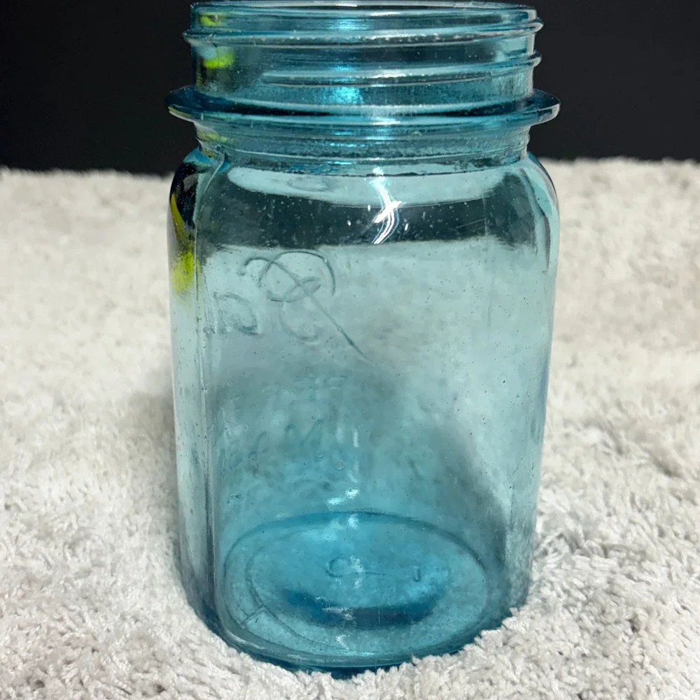 Vintage Ball‎ Perfect Mason Jar Aqua Blue Glass with Presto Aluminum 1910-1933
